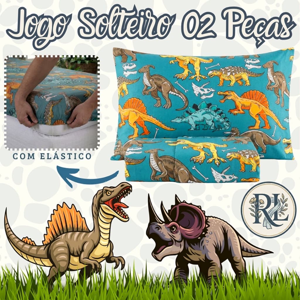 Jogo de Lençol Solteiro 02 Peças Estampas Infantis Florais Geométricas Virol Kids Menino Menina Criança Personagem Herói