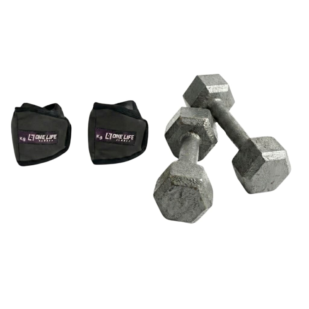 Kit Básico | One Life Sports® – Caneleira 1kg + Halter 1kg – Treino Leve Condicionamento