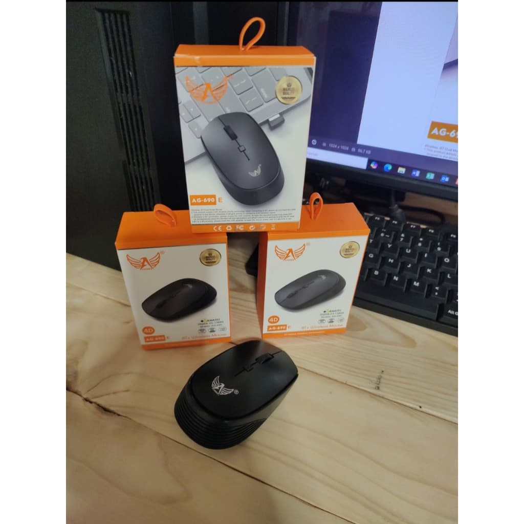 Mouse Sem Fio 2.4g.bt5.0 + Wireless Ag-690 E Preto  clip-icon  Mouse Sem Fio 2.4g.bt5.0 + Wireless Ag-690 E Preto  Mouse
