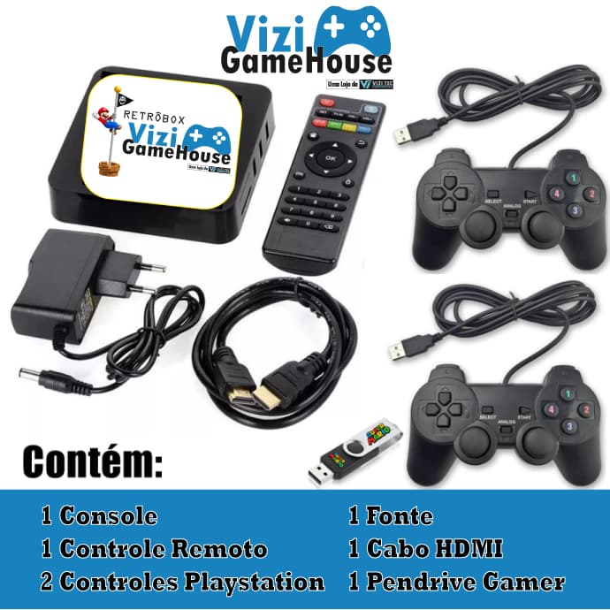 VIDEOGAME RETRO MULTIJOGOS SMART BOX 2 CONTROLES - VIZI GAMEHOUSE