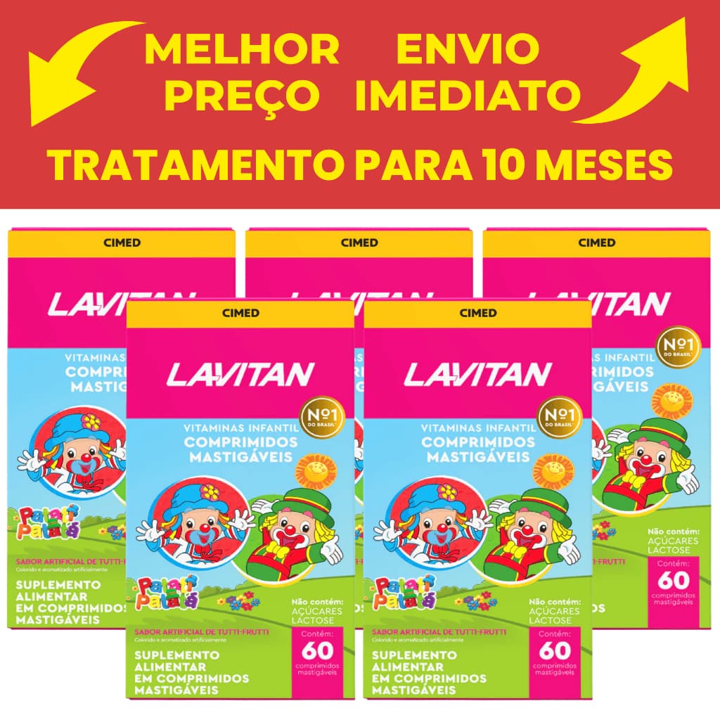 Kit Lavitan Contém 5 Vitamina Patati Patata Suplemento Alimentar Infantil 60 Comp Cada - CIMED