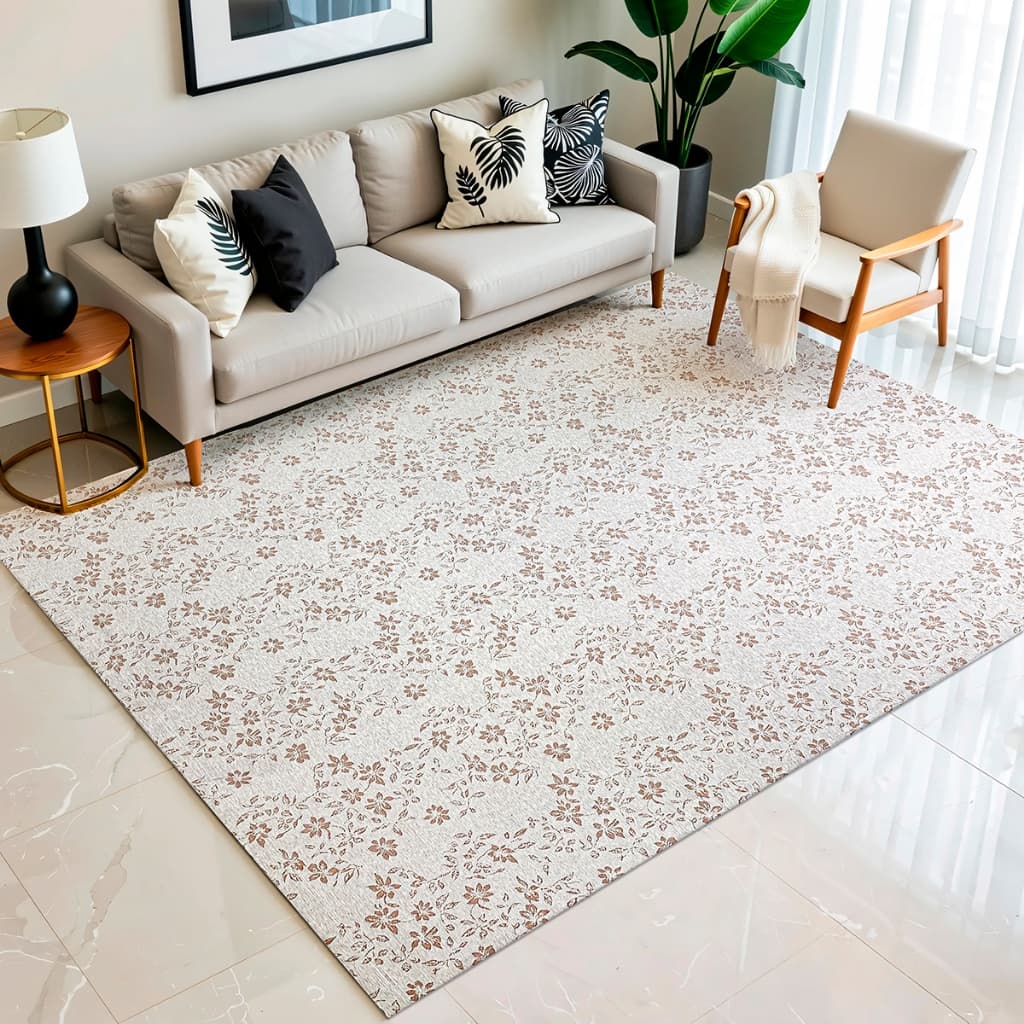 Tapete Floral Rústico 1,35mx2,00m com Base Antiderrapante – Sala e Quarto