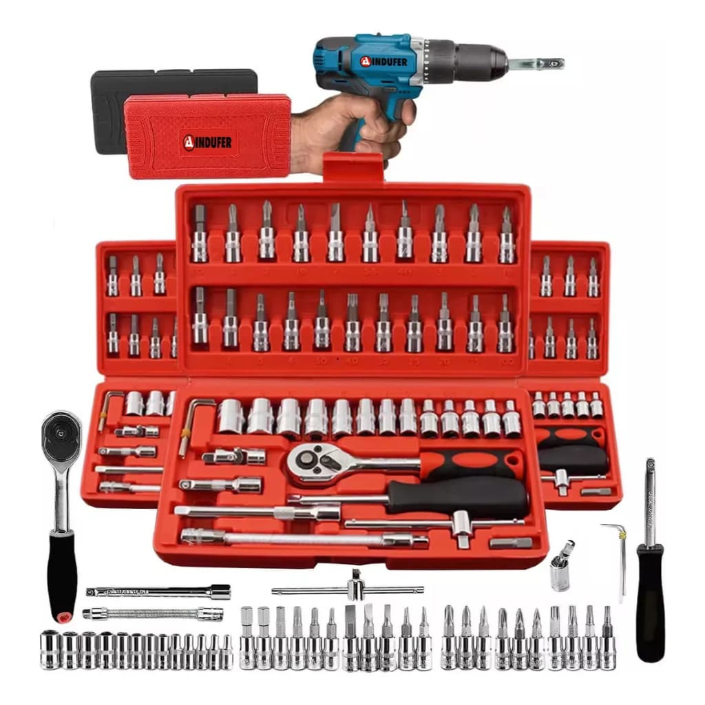 Kit jogo De Chave 46 Peças Catraca Soquete Ferramentas