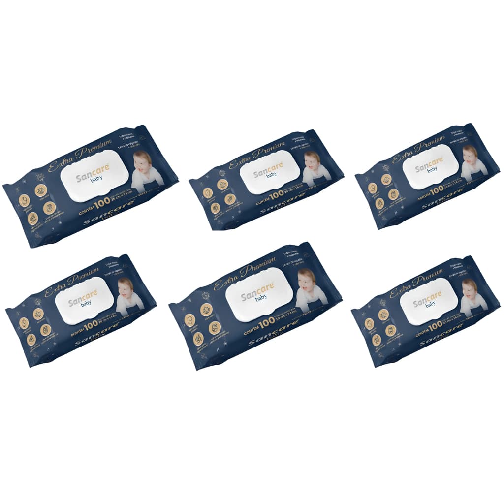 Kit com 6 Unidades Toalhas Umedecidas Extra Premium