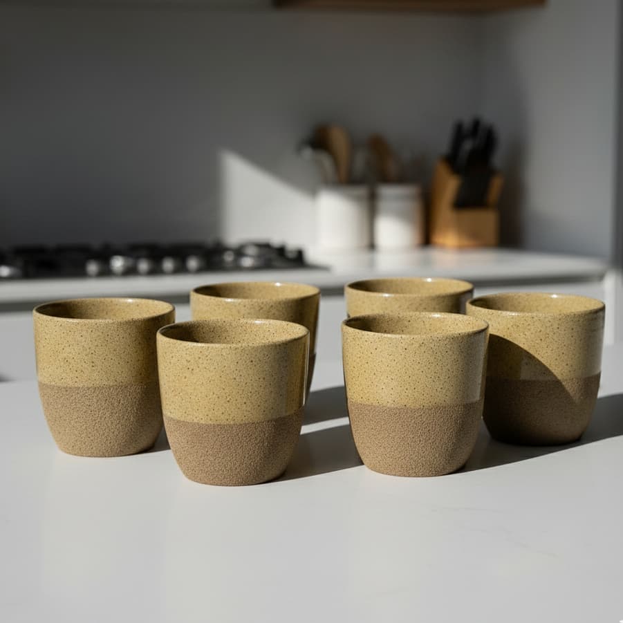 Jogo Kit 6 Copos Orgânico Kit Peças Moderno Vintage Xícara Café Zen Cantinho do Chá Casa Luxo Durável