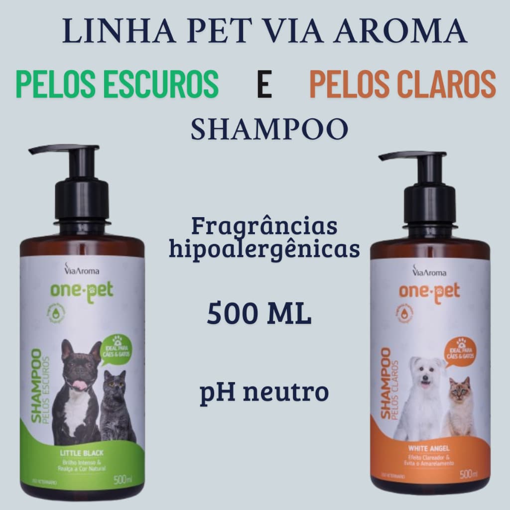 KITS Shampoo pet pelos escuros e pelos claros limpeza para pelos especificos pet via aroma