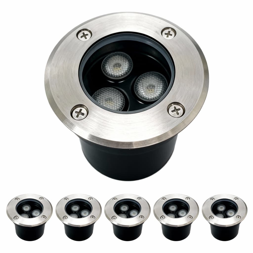 Kit5 Balizador Spot Led Embutir Chão Piso Jardim 3w Branco Quente Lâmpada Luminária Bivolt Blindado Prova D'água