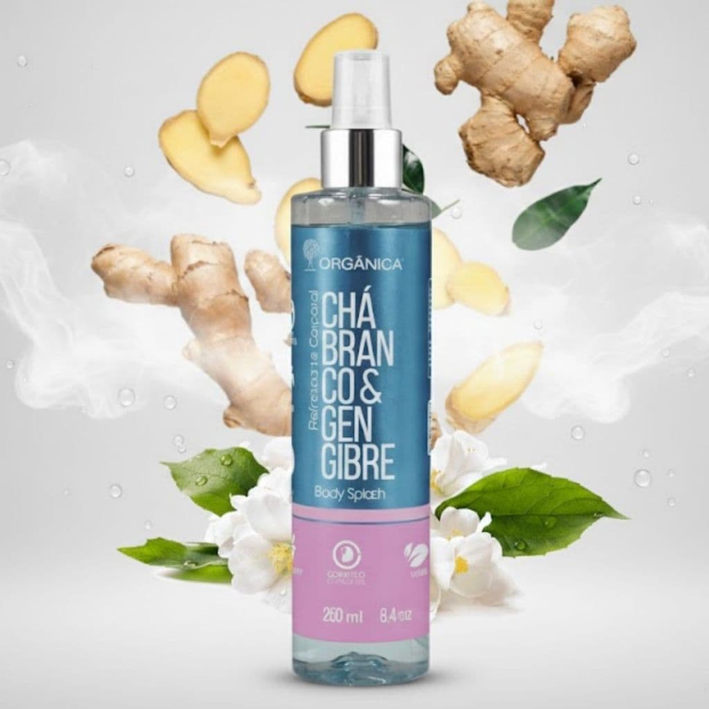 Body Splash Orgânica Chá Branco Gengibre 250ml Sem Parabenos Cruelty Free