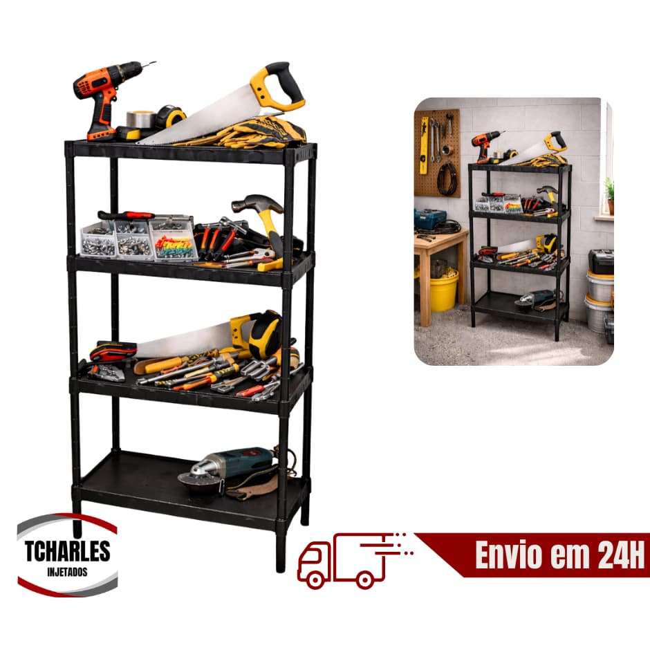 Estante Organizadora Multiuso – Suporta 10kg por Prateleira | Ideal para Cozinha, Lavanderia e Ferramentas