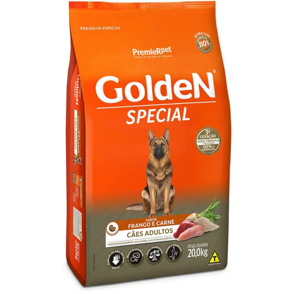 Golden Special Ração Cães Adultos Sabor Frango/carne 20kg
