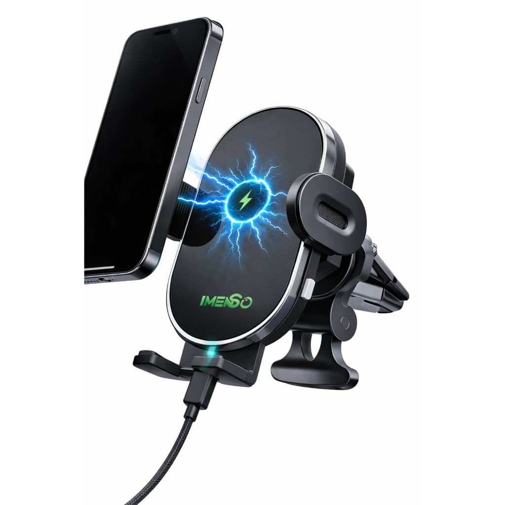 Suporte Veicular Carregador por indução - Imã Forte 360 Carregador S/ Fio Imenso Cor Preto - 15W CARREGAMENTO RAPIDO