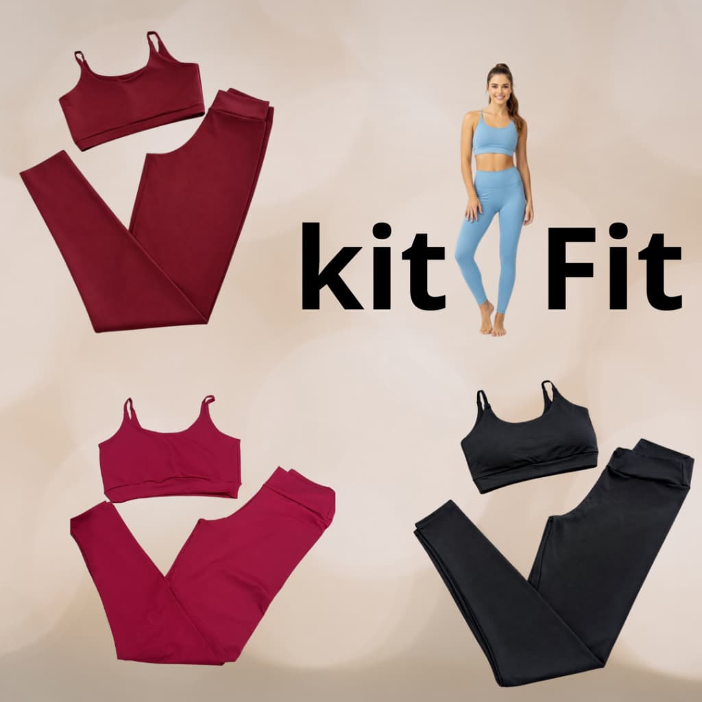 Roupa Feminina Kit Fitness  Lisa feminina Top Legging Confortável Leve