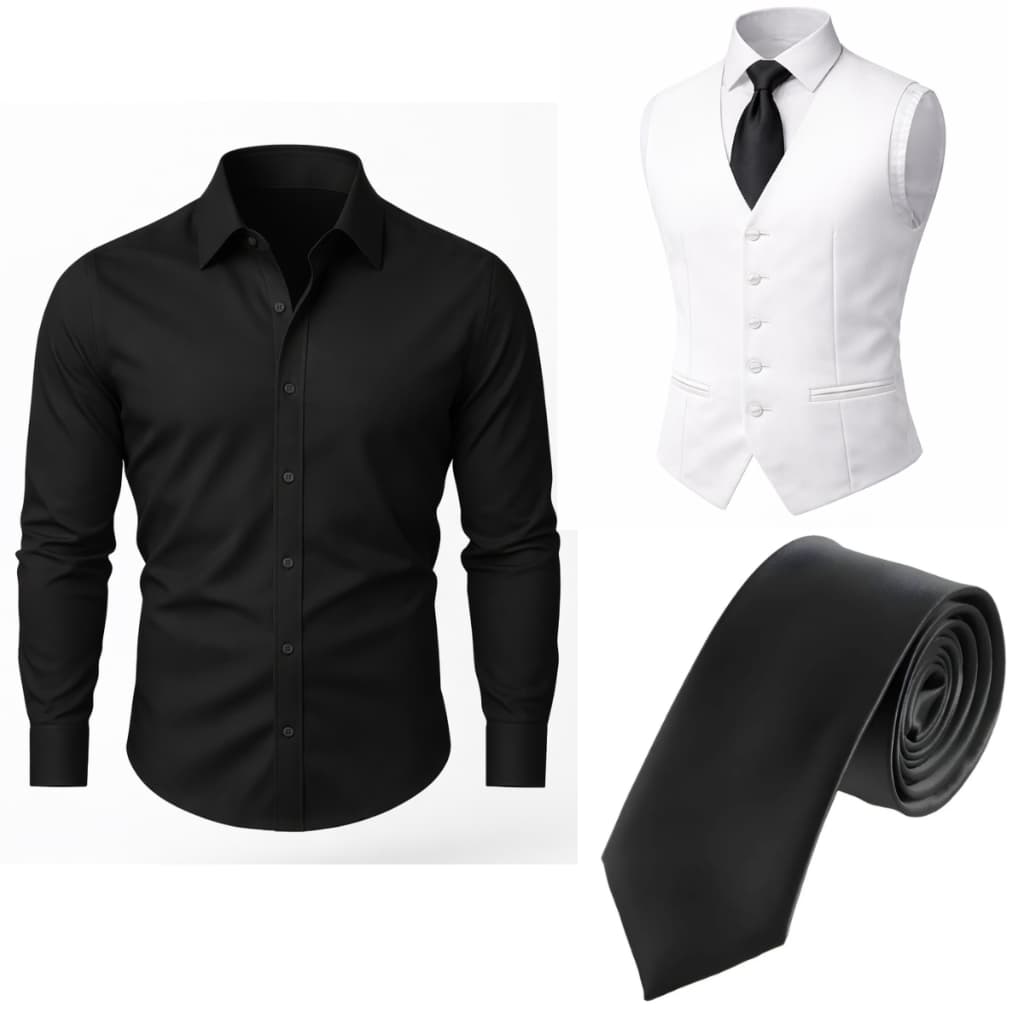 Conjunto C/ Camisa Social Manga Longa + Colete Executivo Slim + Gravata Alto Padrão - Oferta
