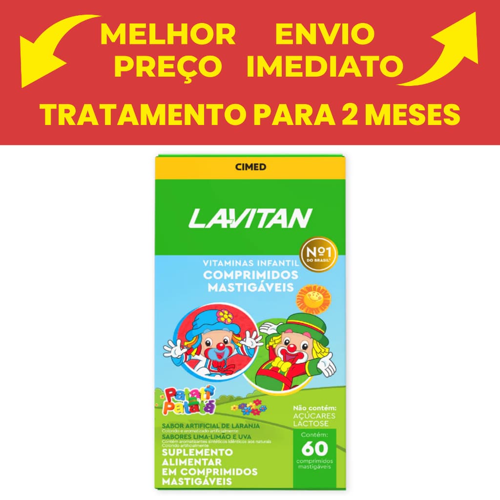 Vitamina Infantil  Lavitan Sabor Mix, Contém 60 Comprimidos Mastigáveis- CIMED