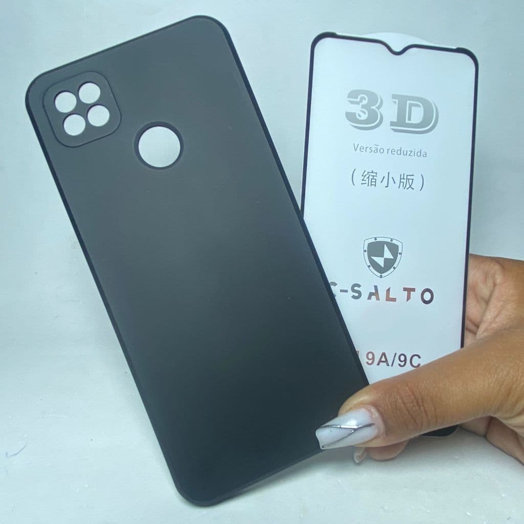 Capa Redmi 9C + Película 3D Kit Xiaomi Capinha Case Protetora Celular Silicone