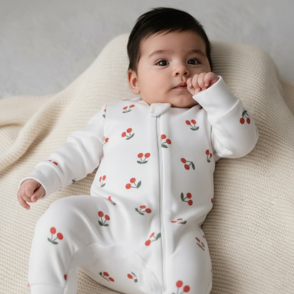 Macacão Soft Branco Cerejinha Bebê Menina Peluciado Quentinho Inverno Manga Longa