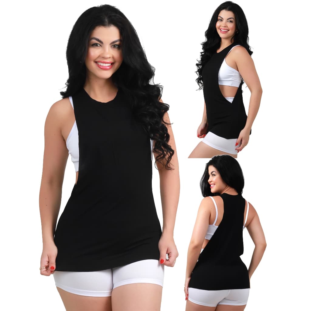 Camiseta Regata Corte a Laser Fitness feminina