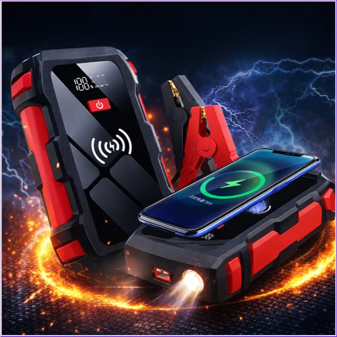 Auxiliador Partida PowerBank Bateria Portátil Multifuncional Carregamento Indução 12000mAh 12V Moto Carro Celular ZEM
