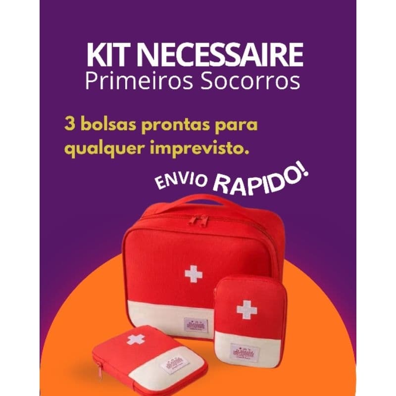 Kit 3 Necessaire Saúde Primeiros Socorros Médica  P, M,G