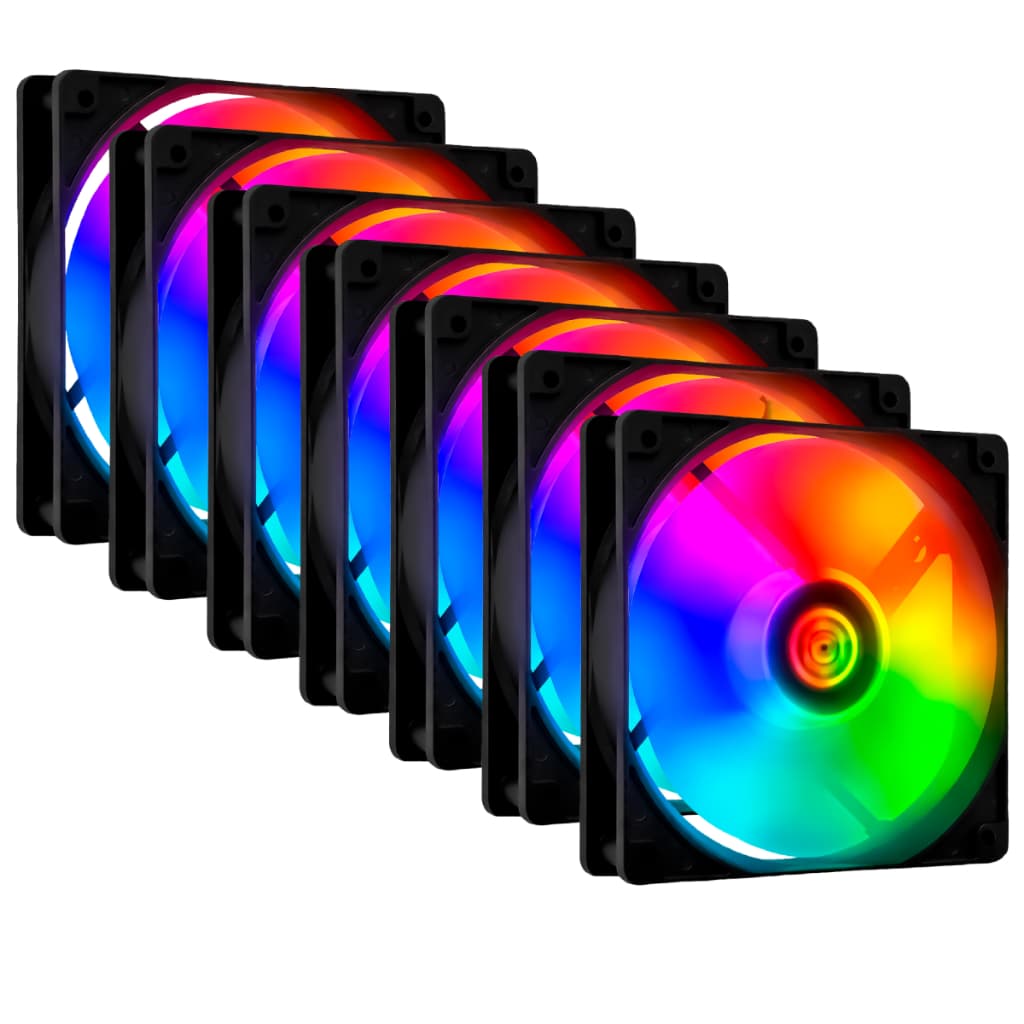 Kit 7 Fans Cooler Ventoinhas Gamer Rgb | Tgt Striker Rainbow