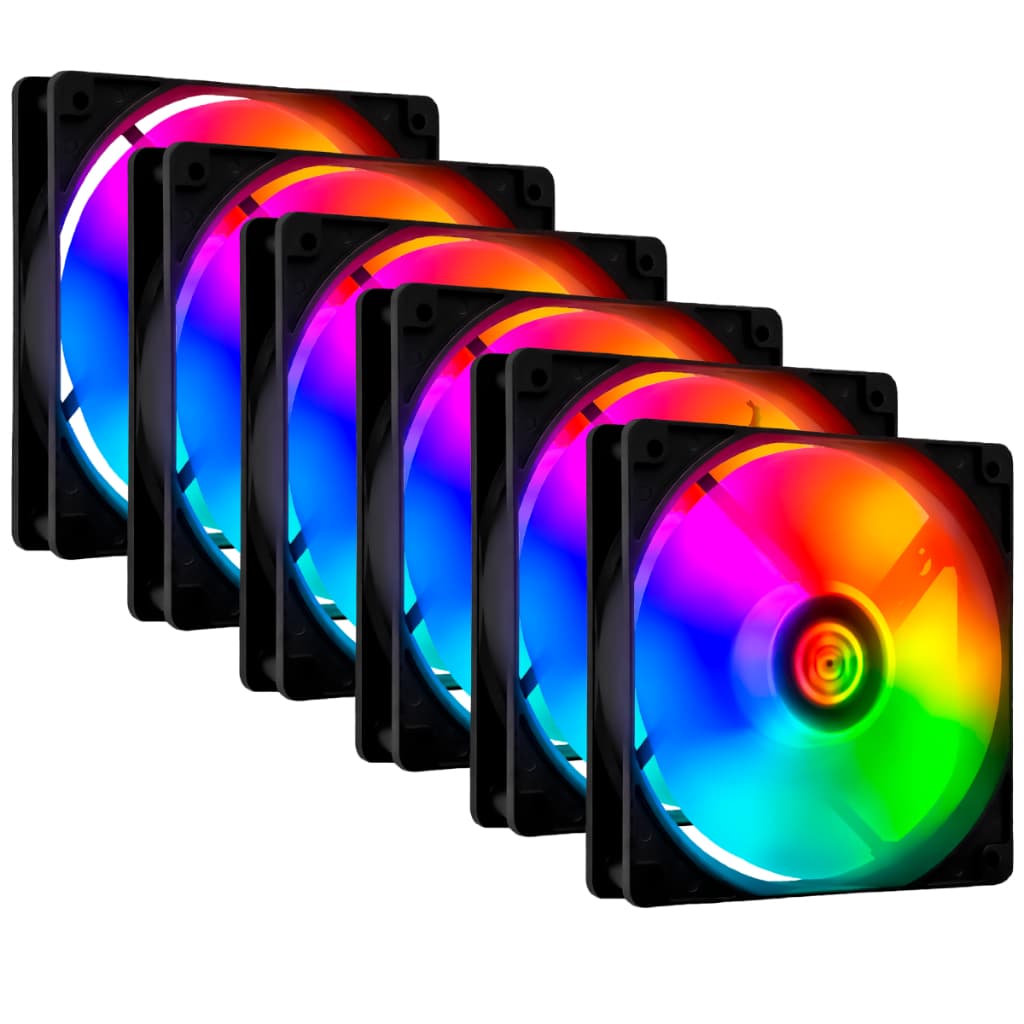 Kit 6 Fans Cooler Ventoinhas Gamer Rgb | Tgt Striker Rainbow