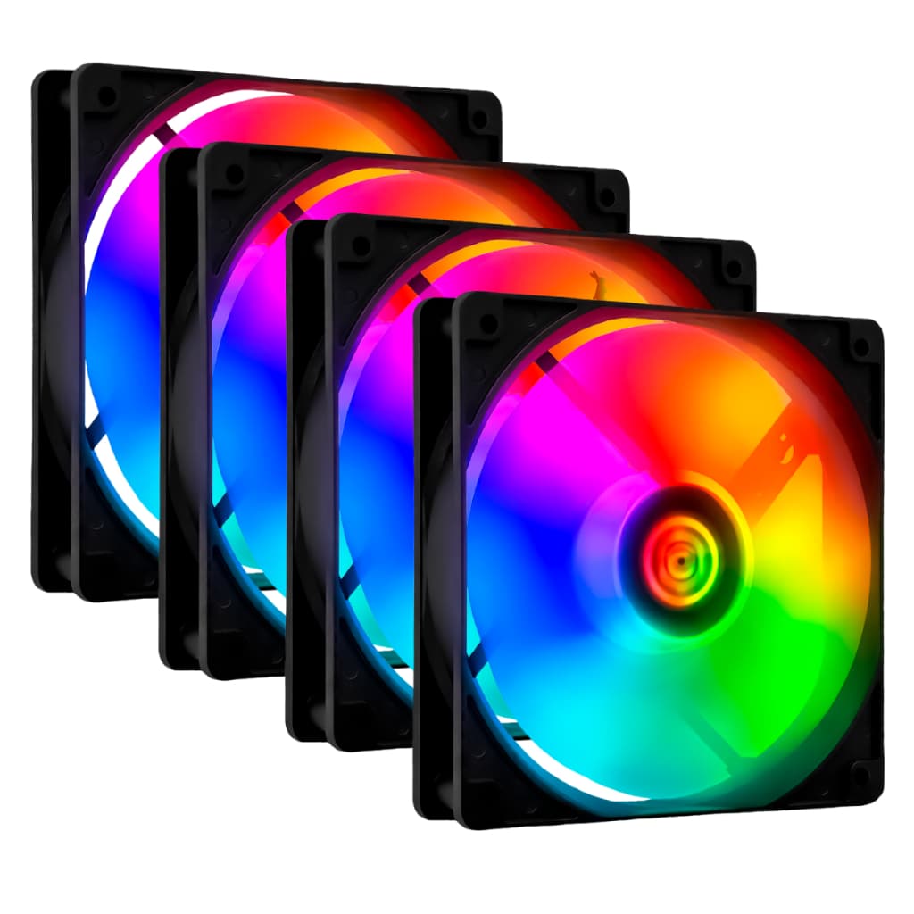 Kit 4 Fans Cooler Ventoinhas Gamer Rgb | Tgt Striker Rainbow