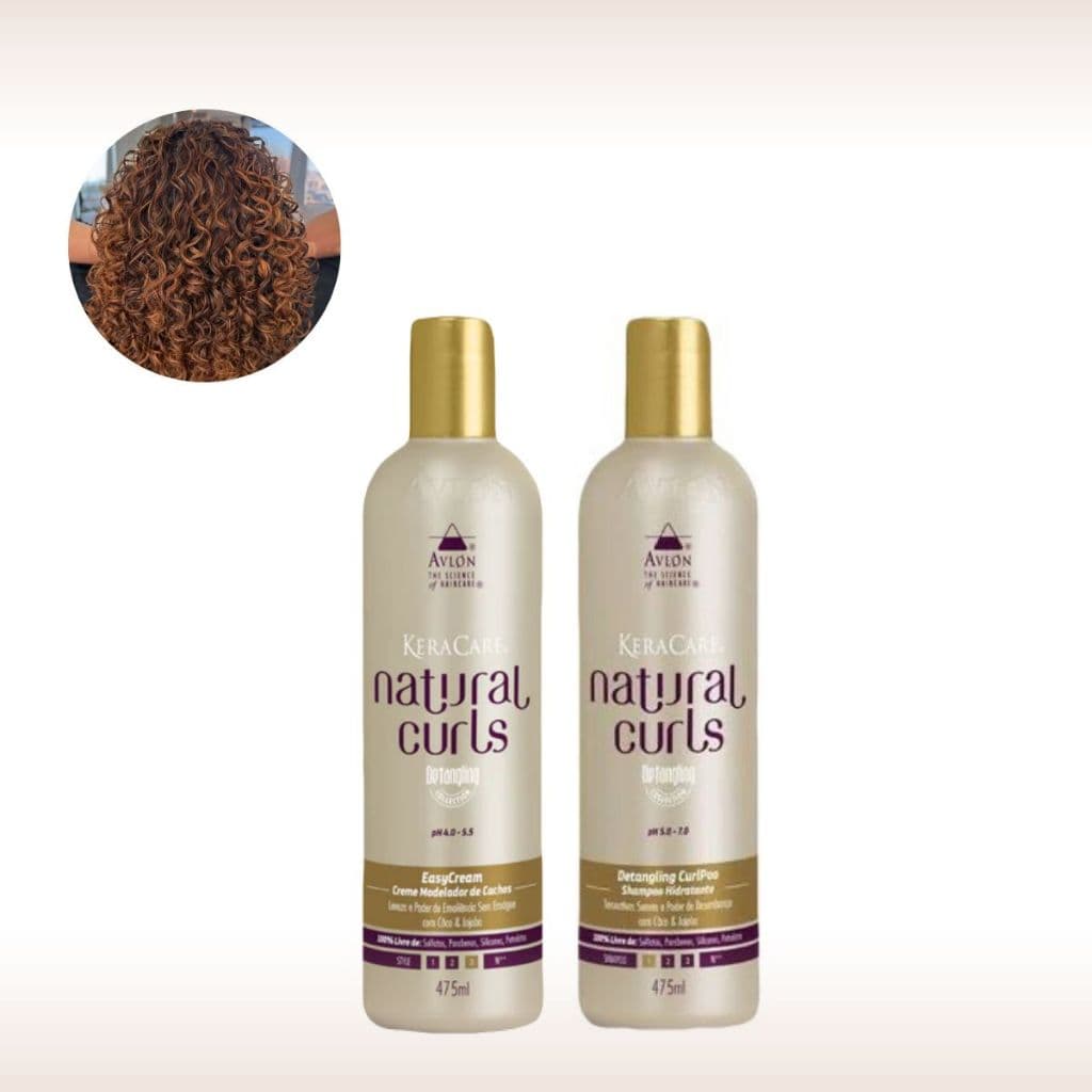 kit natural curls shampoo hidratante e creme modelador de cachos avlon kera care cachos hidrata 2x475ml