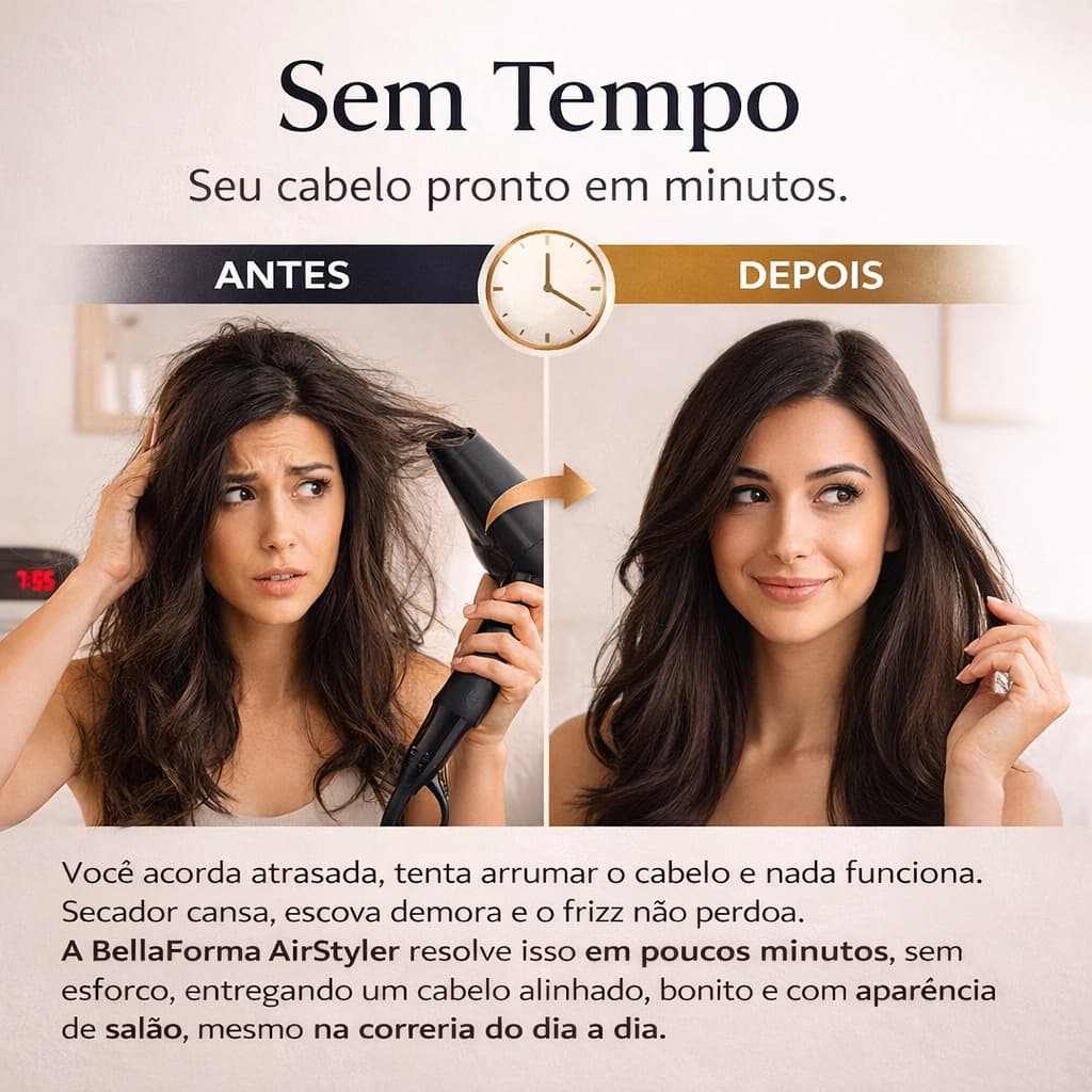 Escova Modeladora Secadora De Cabelo Profissional Bivolt 1300w Compacta Leve