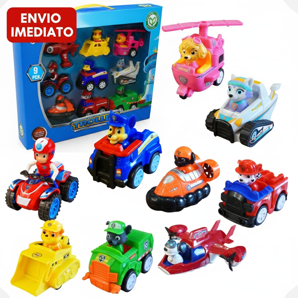 Kit 6 Carrinho Patrulha Canina Brinquedo Coleção Premium Fricção Cachorrinhos Desenho Bonecos
