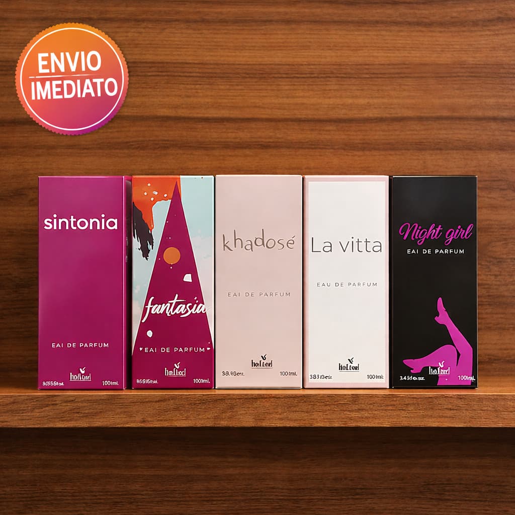 KIT COM 05 PERFUMES FEMININO - 100 ML CADA. FRAGRÂNCIA SUAVE