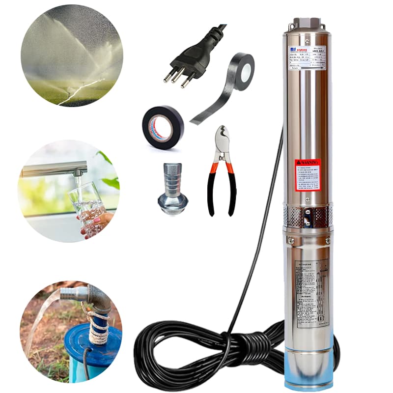 Bomba Submersa Caneta para Poço Palito 1/2hp 220V 3Pol Profundo com Kit Completo de Instalação
