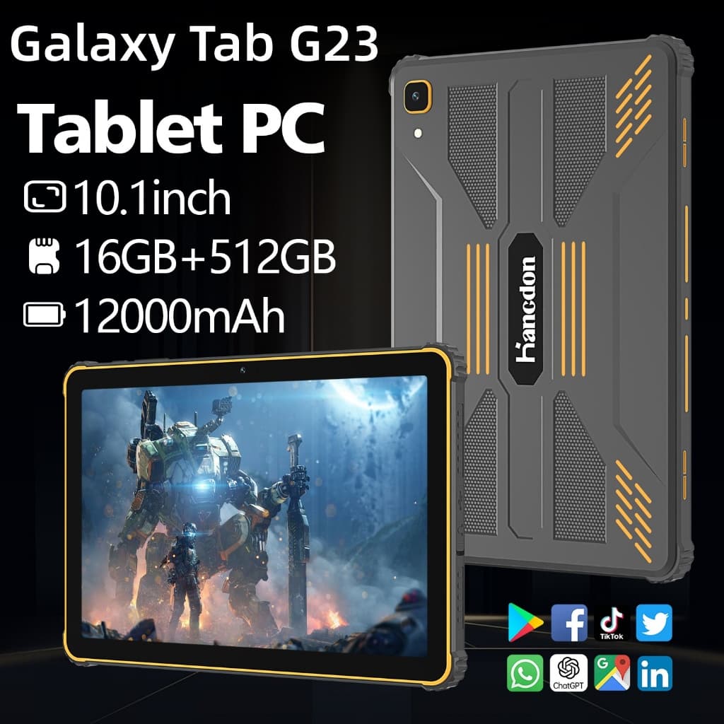 Hancdon Galaxy Tab G23 Tablet com Tela HD 10.1" 16GB+512GB  Android 14 e Bateria de 12000mAh - Ideal para Jogos Trabalho