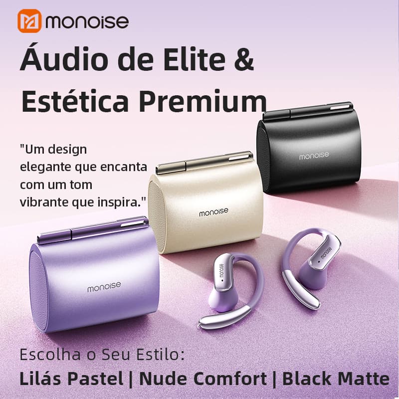 Monoise fone de ouvido bluetooth sem fio Esportivo c/ Gancho ENC, Design Ergonômico, IPX4, Bluetooth 5.4, Bateria 40h