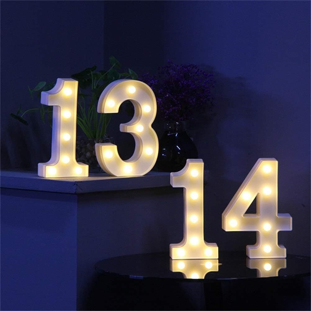 Kit 2 Numero Led Luminária 3D Decorativa e Evento Branco luz Quente 16cm/21cm
