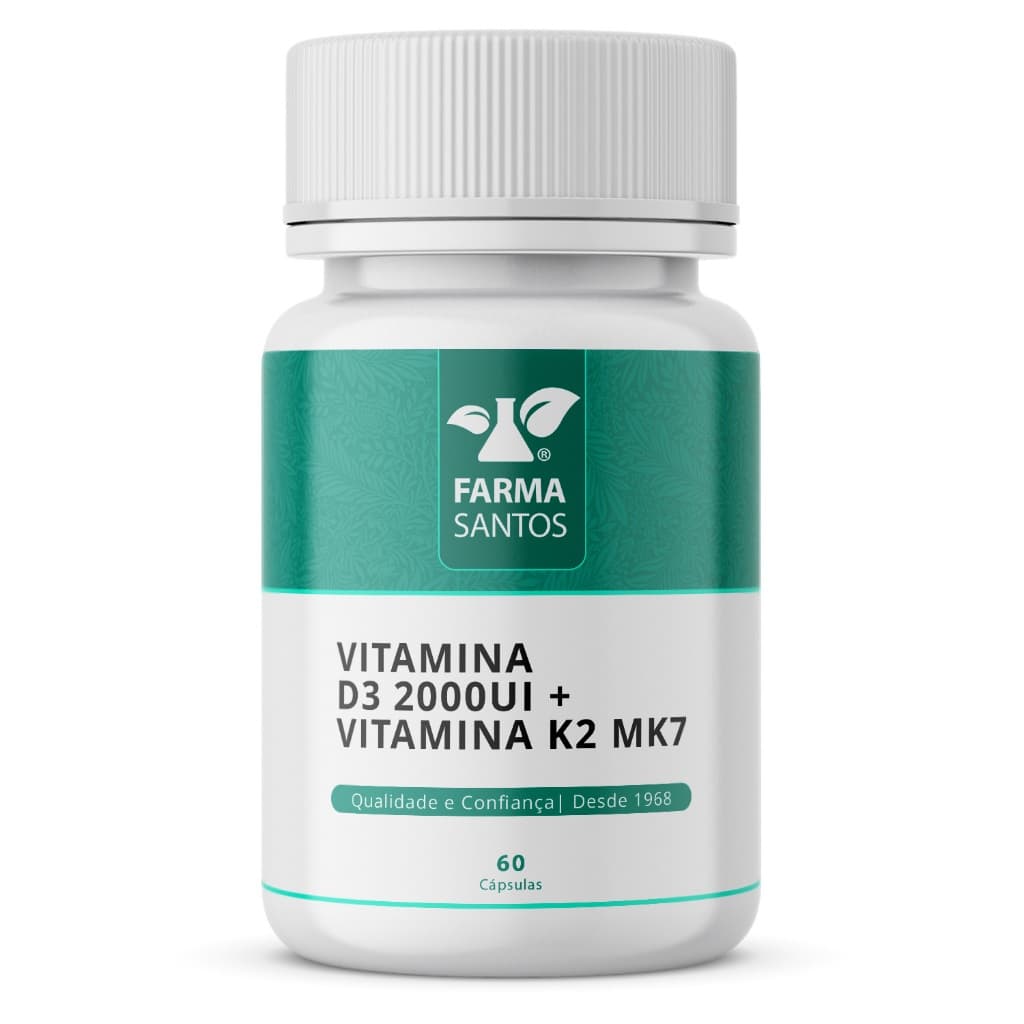 Vitamina D3 2000UI com Vitamina K2 MK7 100mcg 60 cápsulas