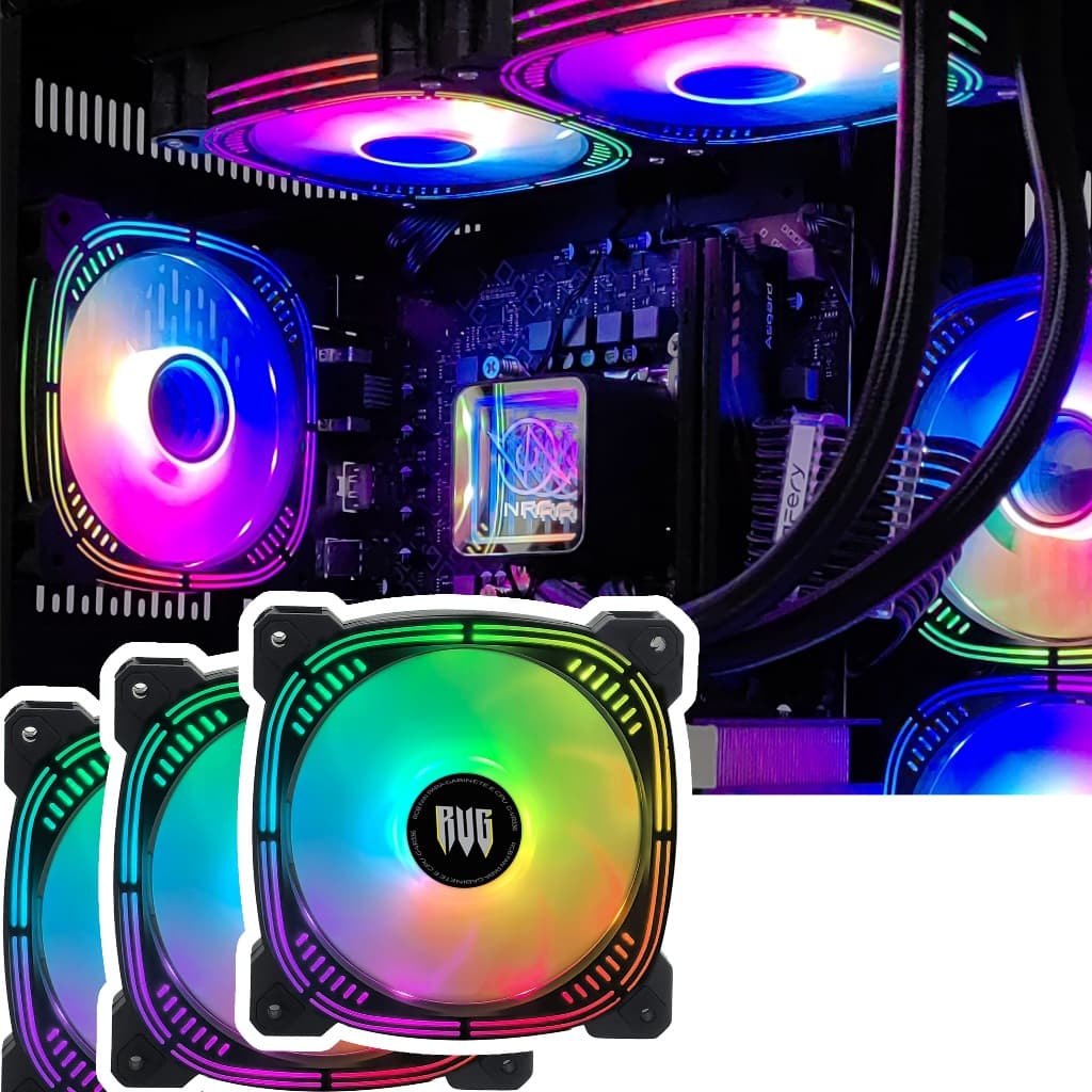 Cooler Fan LED Rainbow Gamer G-VR336 Fan RGB CPU 12V, 1500 RPM, Suporte Intel/AMD, 3-Pin