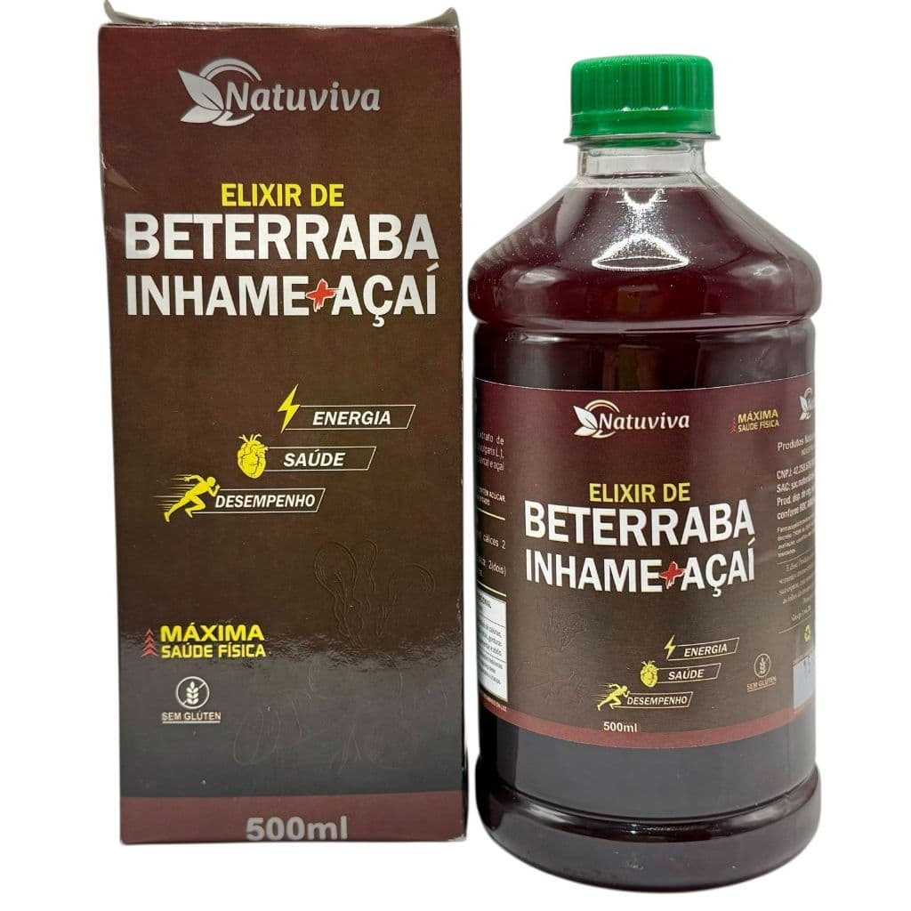 Bebida Natural Beterraba Inhame Açaí 500ml - Envio Imediato