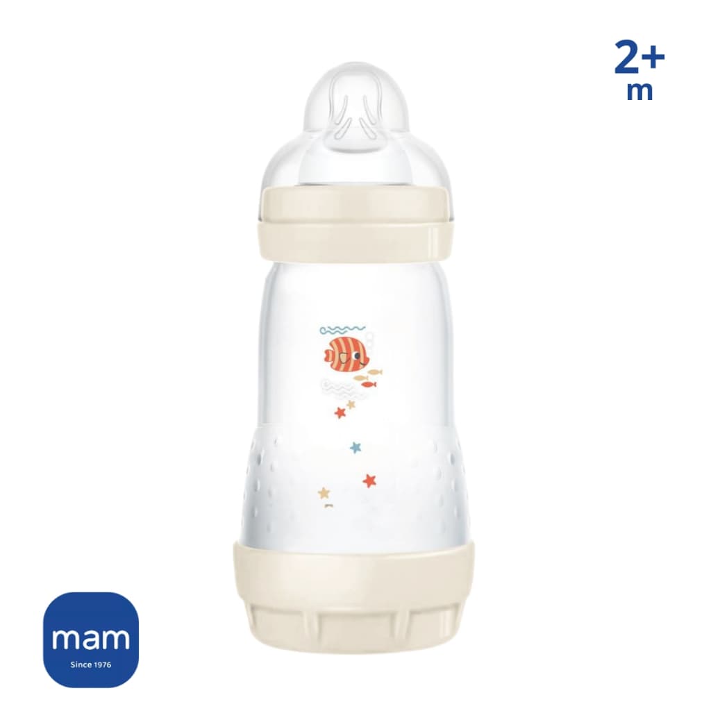 Mamadeira Mam Anticólica Easy Start 260ml Bico +2 Meses Neutra Bebê Menina Menino Fundo removível