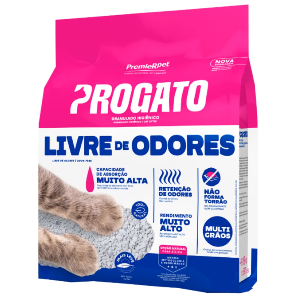 Areia Progato Sanitária Branca Para Gatos 10kg Granulada Areia Higiênica