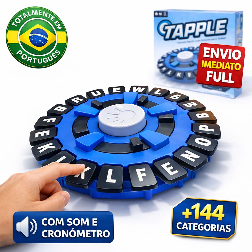 Jogo Stop Eletrônico Tapple Português Tabuleiro Família Com Som e Cartas Brinquedo Educativo