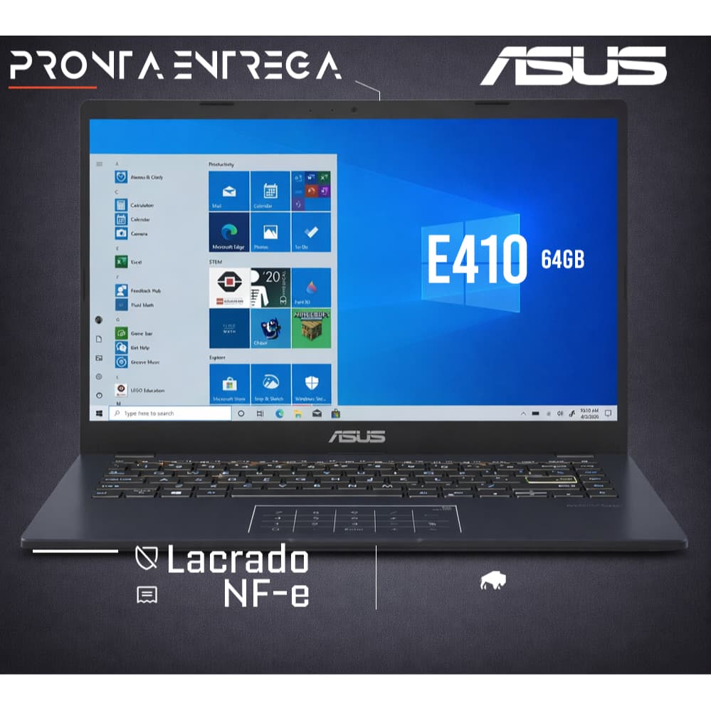 Notebook Asus E410 Intel 64GB SSD DDR4 Windows 11 Original