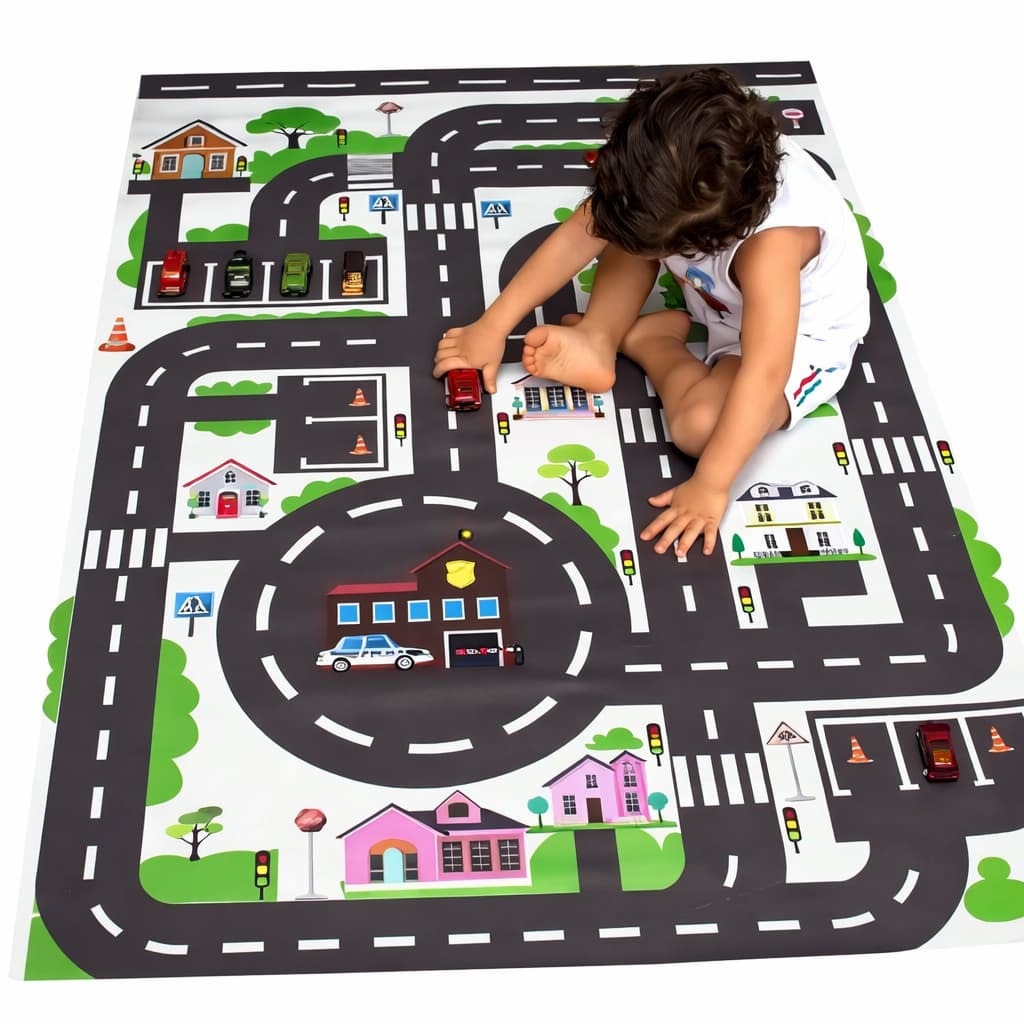 Pista de Corrida Carrinho Tapete Lona Carros Cidade Infantil Interativo