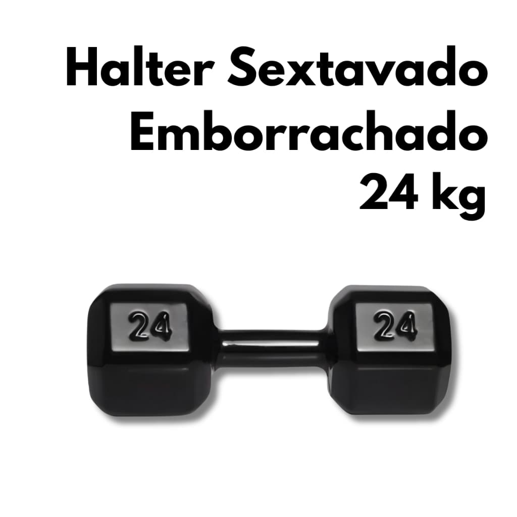 Halter Sextavado Emborrachado 24kg Musculação Treinamento Academia