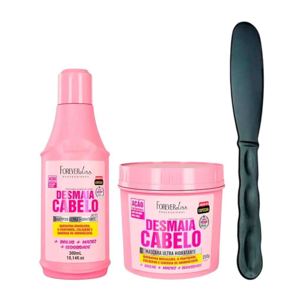 Kit Especial Desmaia Cabelo Ultra Hidratante Shampoo e Máscara 250g Forever Liss