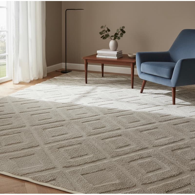 Tapete sala quarto sem pelo com relevo em jacquard macio antiderrapante