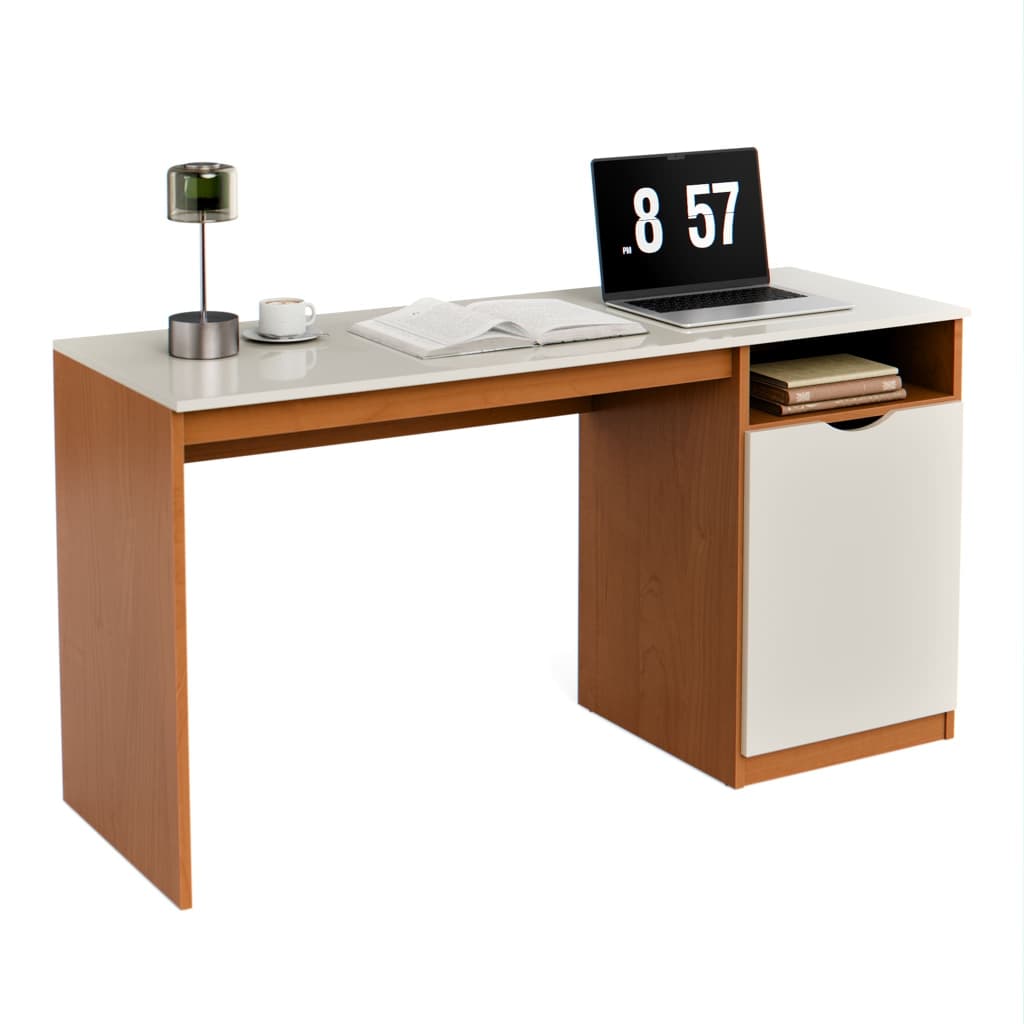 Escrivaninha Home Office De Escritório Resistente Com Porta E Nicho Mesa De Estudo Para Computador Notebook MDF Maxi