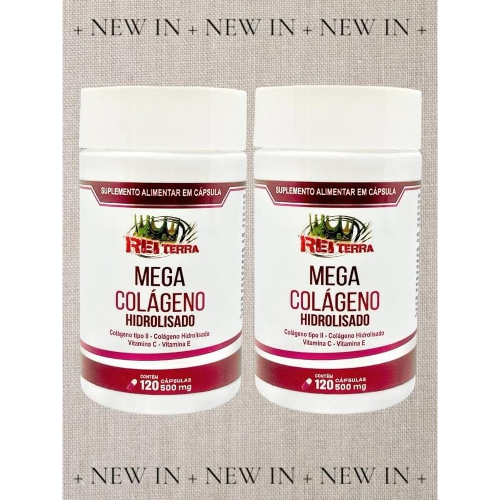 Kit 2 Mega Colágeno Hidrolisado + Colágeno Tipo 2 + Vitamina C + Vitamina E 240 Cápsulas - Rei Terra