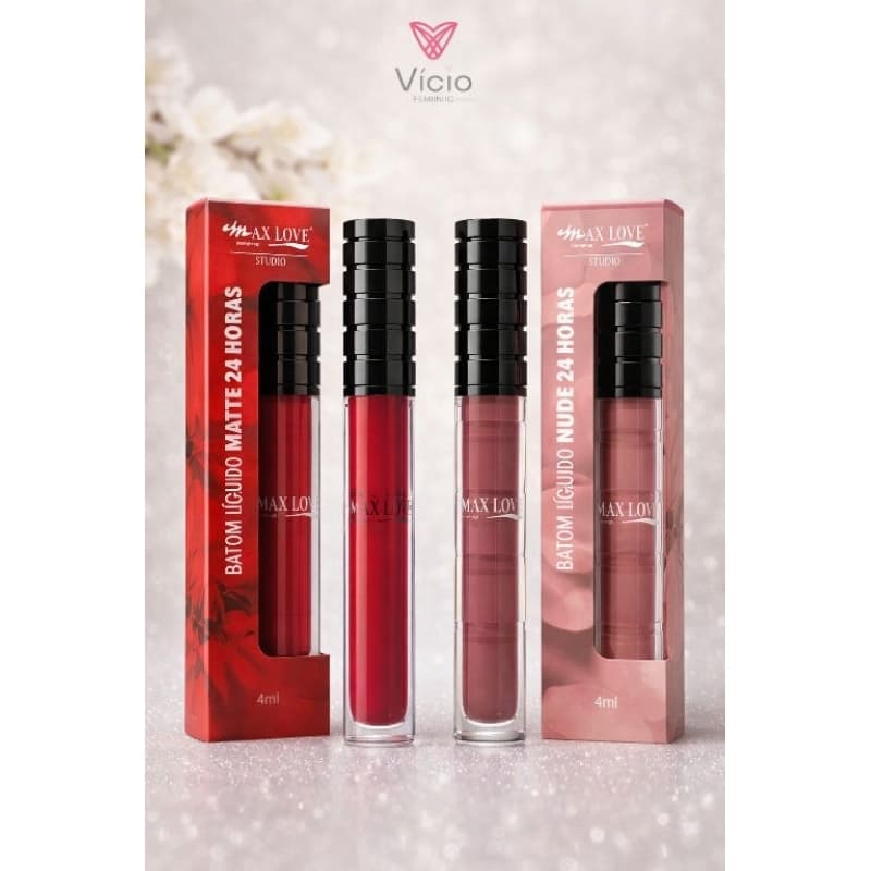 Batom Líquido Matte Max Love 4ml com Longa Duração e Cobertura Intensa