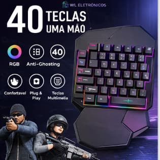 Teclado Gamer Ergonômico Semi Mecanico Single Hand Profissional Iluminação Led RGB Mobilador