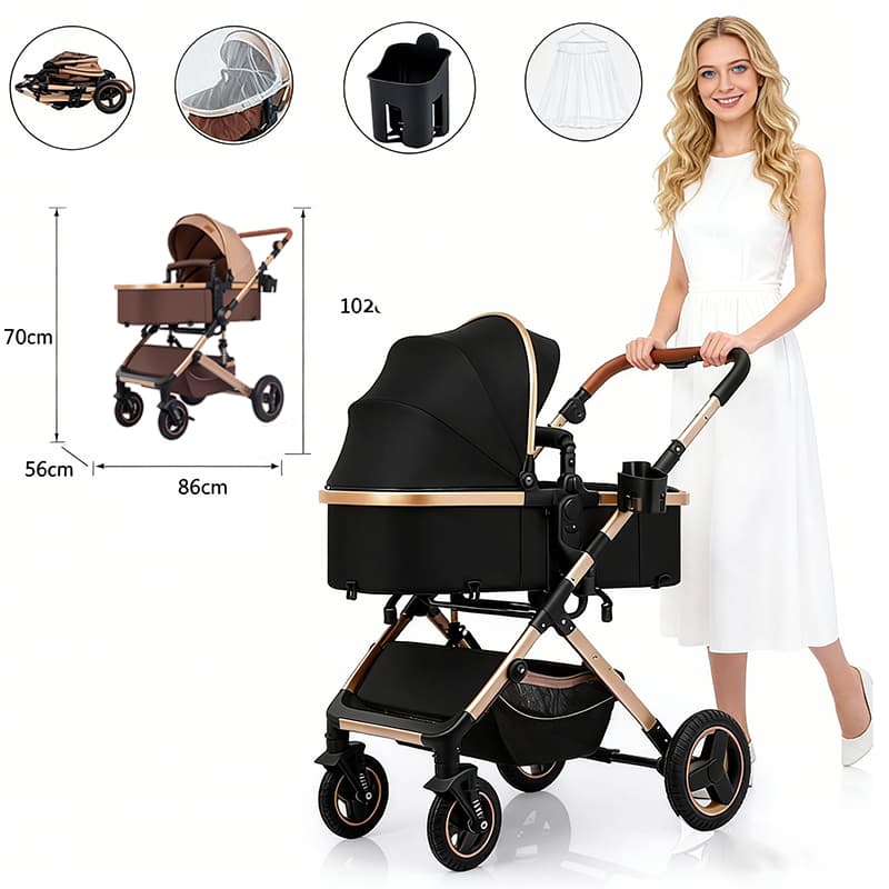 Carrinho de Bebê 3 EM 1 Dobrável System Até 15Kg multicolorido P7